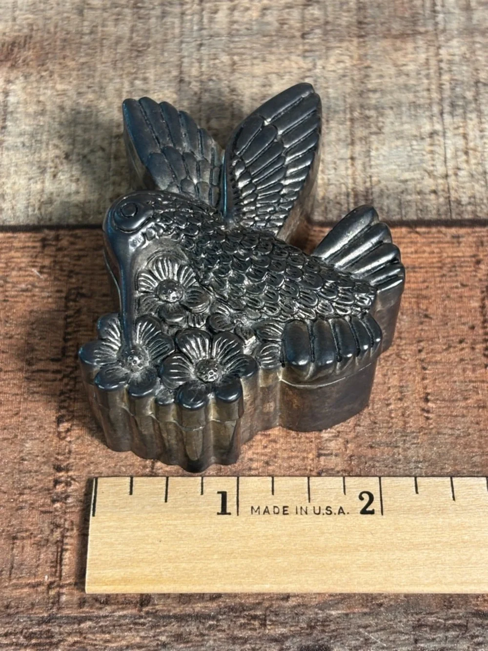 Hummingbird Silver Toned RING TRINKET BOX JEWELRY WEDDING TOOTHFAIRY Red Velvet